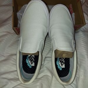 men's vans white slip on sneakers